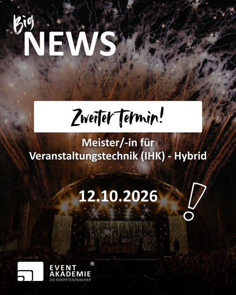 Pyro im Hintergrund - Text: Zweiter Meisterkurs